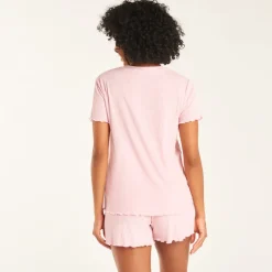 Ensemble de pyjama t-shirt manches courtes + short avec bandeau haut de grossesse