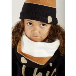 Ensemble en tricot bonnet + snood effet color block pour fille