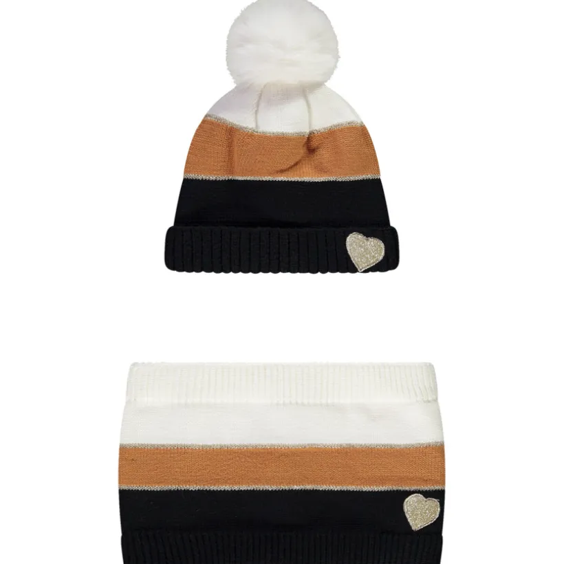 Ensemble en tricot bonnet + snood effet color block pour fille