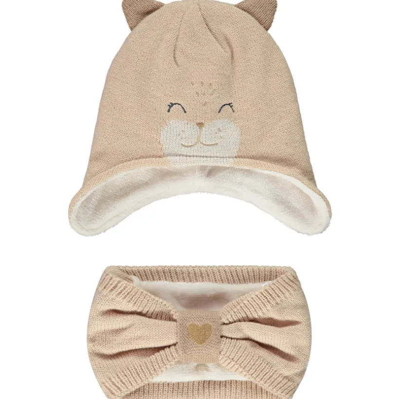 Ensemble en tricot bonnet + snood pour bébé fille