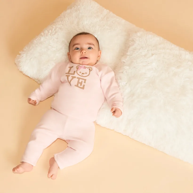 Ensemble jogging avec broderie ourson pour bébé fille