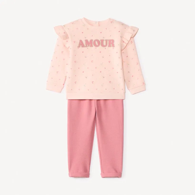 Ensemble jogging avec sweat imprimé pour bébé fille