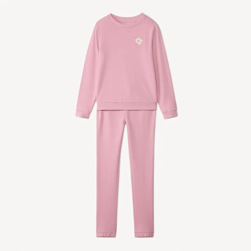 Ensemble jogging en molleton uni print fleur pour fille