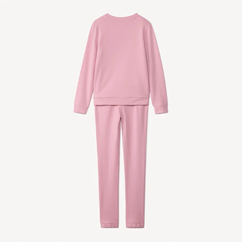 Ensemble jogging en molleton uni print fleur pour fille
