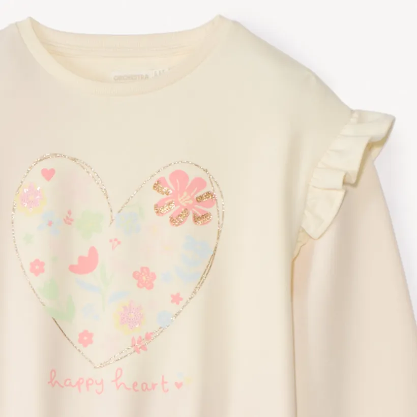 Ensemble jogging en scuba print cœur pour fille