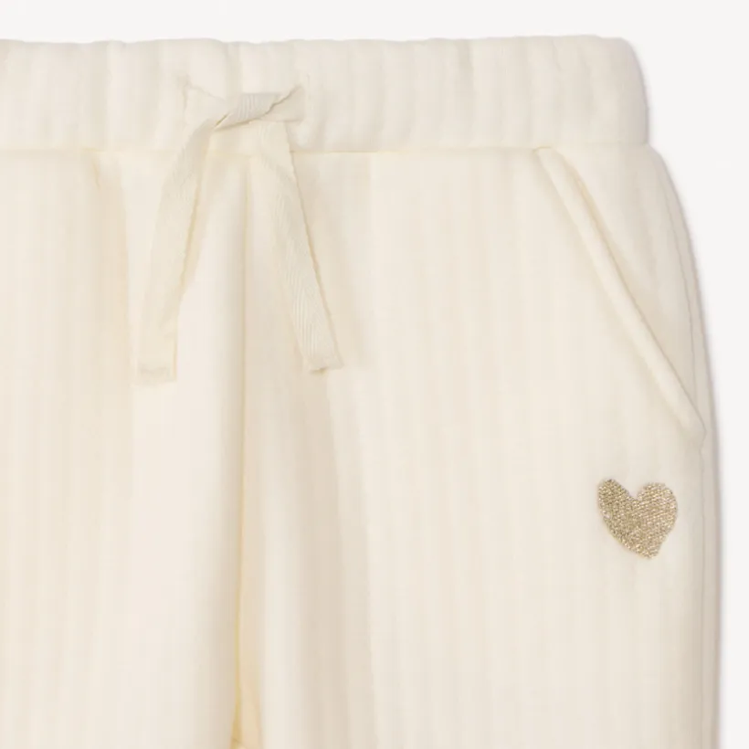 Ensemble jogging molleton effet côtelé pour bébé fille