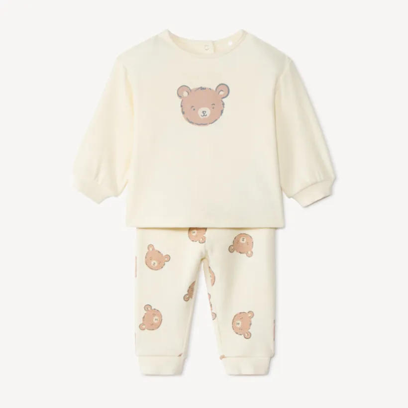 Ensemble jogging oursons en nid d'abeille pour bébé