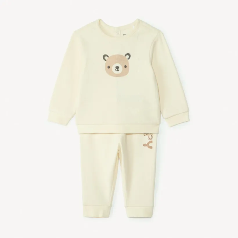 Ensemble jogging oursons en nid d'abeille pour bébé garçon