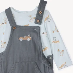 Ensemble long 2 pièces avec salopette pour bébé garçon