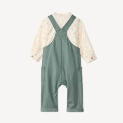 Ensemble long salopette + chemise imprimée pour bébé garçon