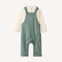 Ensemble long salopette + chemise imprimée pour bébé garçon