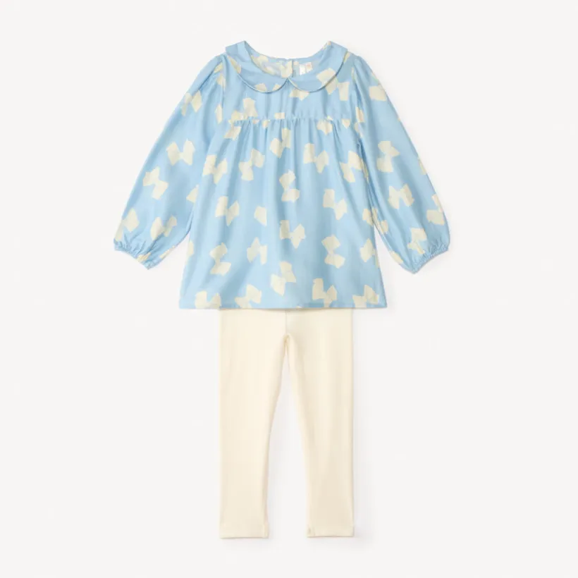 Ensemble long tunique + caleçon motif nœuds pour bébé fille