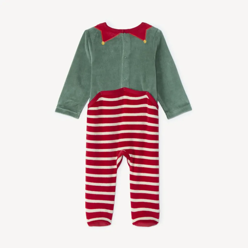Ensemble ludique dors-bien lutin de Noël + bonnet en velours pour bébé