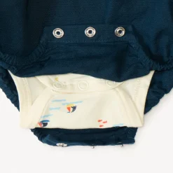 Ensemble 2 pièces avec barboteuse broderie bateau pour bébé garçon