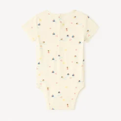 Ensemble 2 pièces avec barboteuse broderie bateau pour bébé garçon