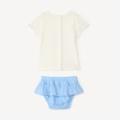 Ensemble 2 pièces avec bloomer en broderie anglaise pour bébé fille