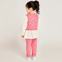 Ensemble 3 pièces avec gilet fleuri pour bébé fille