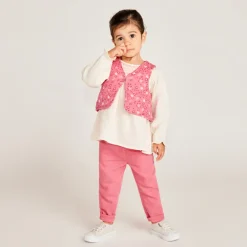 Ensemble 3 pièces avec gilet fleuri pour bébé fille