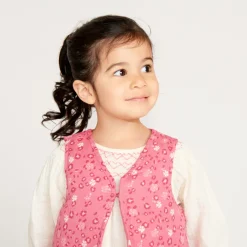 Ensemble 3 pièces avec gilet fleuri pour bébé fille