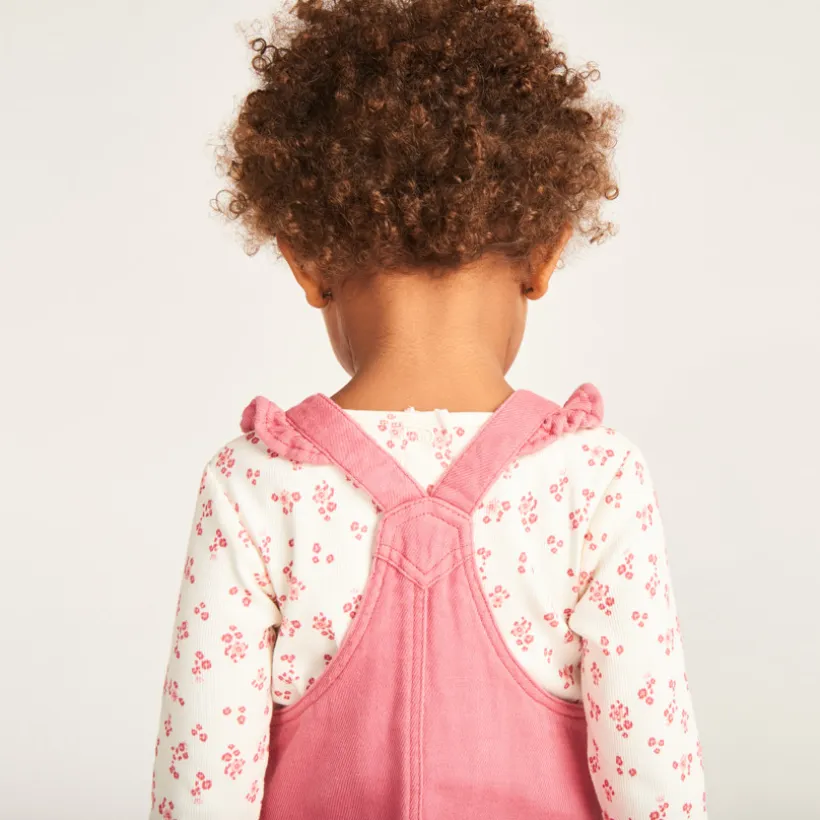 Ensemble 2 pièces avec robe salopette fleuri pour bébé fille