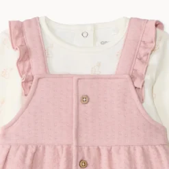 Ensemble 2 pièces avec salopette pointelle pour bébé fille