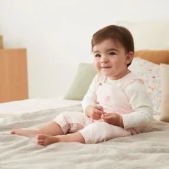 Ensemble 2 pièces avec salopette brodée pour bébé fille
