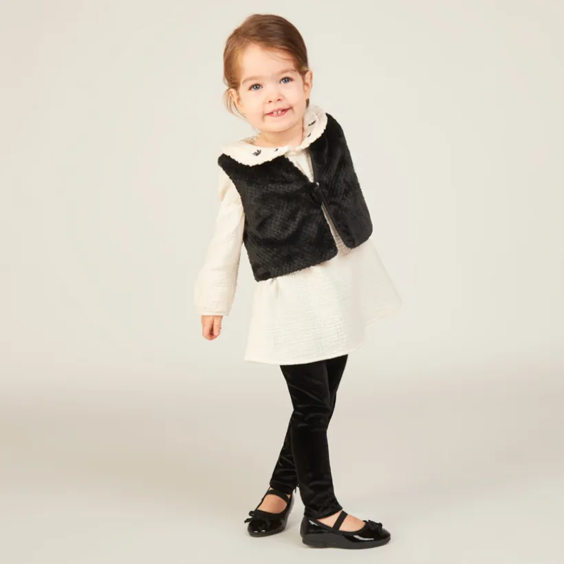 Ensemble 3 pièces avec tunique en tetra pour bébé fille