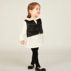 Ensemble 3 pièces avec tunique en tetra pour bébé fille