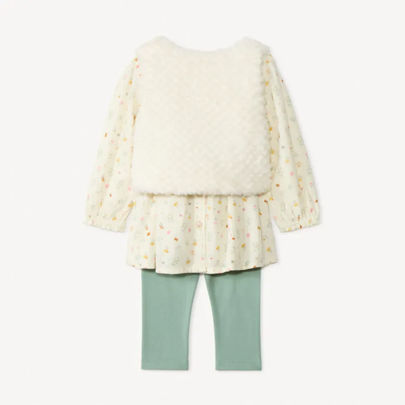 Ensemble 3 pièces avec tunique fleurie pour bébé fille