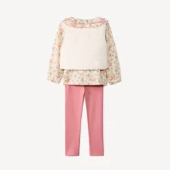 Ensemble 3 pièces avec tunique fleurie pour bébé fille