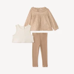 Ensemble 3 pièces avec tunique à pois pour bébé fille