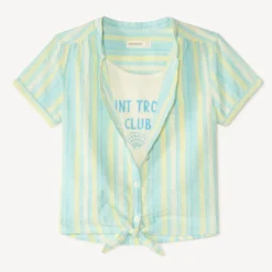 Ensemble 2 pièces chemise manches courtes + crop top fantaisie pour fille