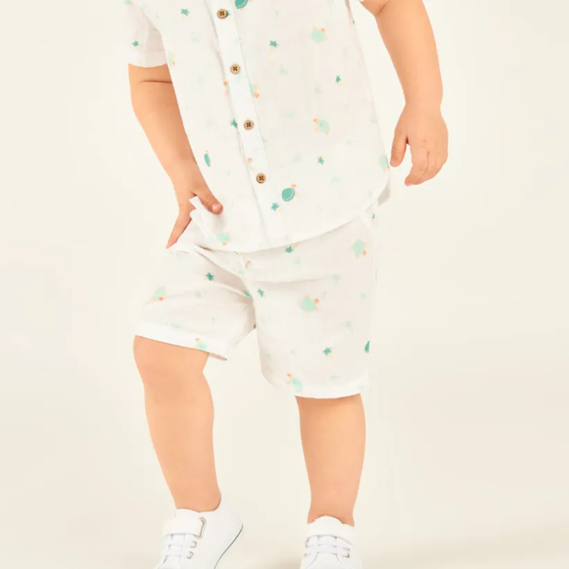 Ensemble 2 pièces chemise + short imprimé tortues pour bébé garçon