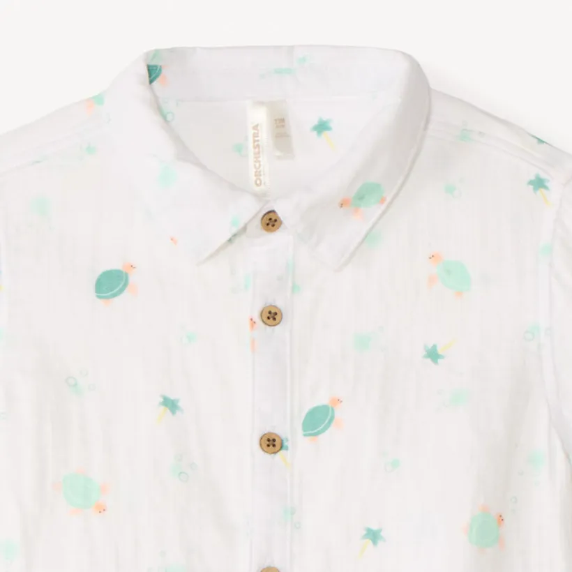 Ensemble 2 pièces chemise + short imprimé tortues pour bébé garçon
