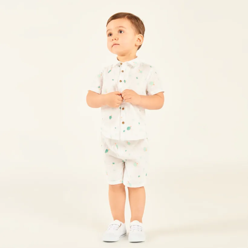 Ensemble 2 pièces chemise + short imprimé tortues pour bébé garçon