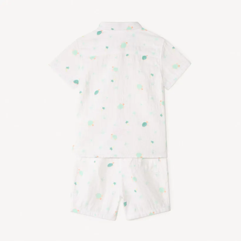 Ensemble 2 pièces chemise + short imprimé tortues pour bébé garçon