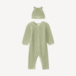 Ensemble 2 pièces combinaison + bonnet en tricot pour bébé garçon
