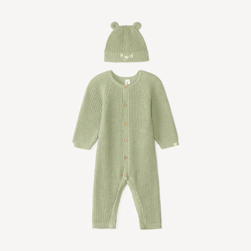Ensemble 2 pièces combinaison + bonnet en tricot pour bébé garçon