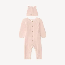 Ensemble 2 pièces combinaison + bonnet en tricot pour bébé fille