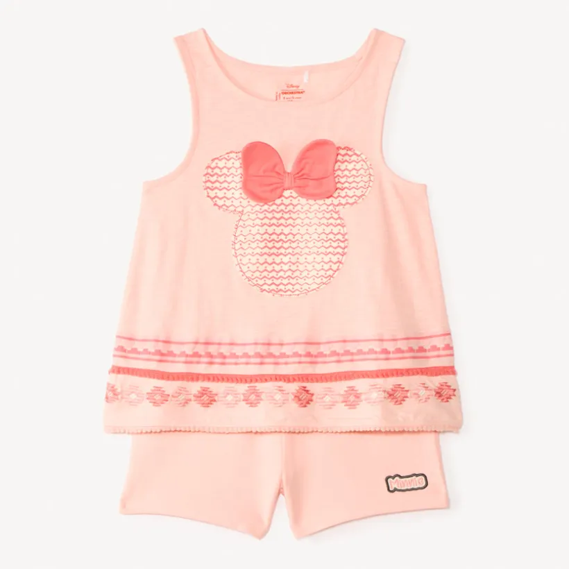 Ensemble 2 pièces débardeur + short en tricot à rayures pour fille