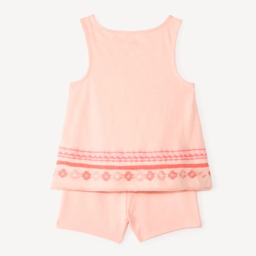 Ensemble 2 pièces débardeur + short en tricot à rayures pour fille