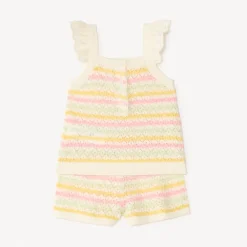 Ensemble 2 pièces débardeur + short en maille tricotée fantaisie pour bébé fille