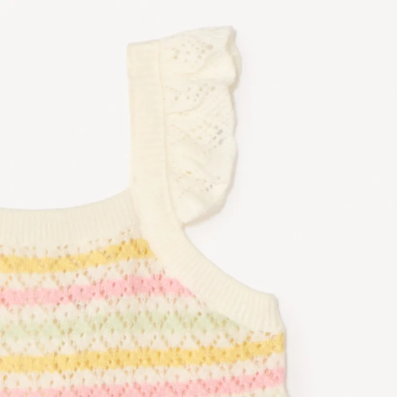Ensemble 2 pièces débardeur + short en maille tricotée fantaisie pour bébé fille