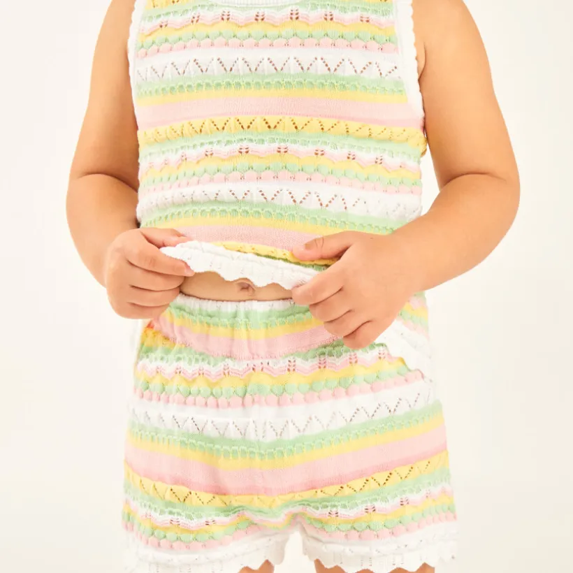 Ensemble 2 pièces débardeur + short en maille tricotée fantaisie pour bébé fille
