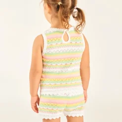 Ensemble 2 pièces débardeur + short en maille tricotée fantaisie pour bébé fille