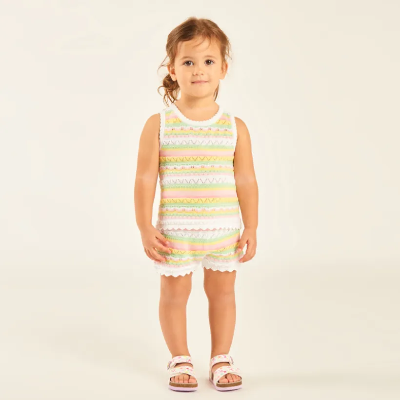 Ensemble 2 pièces débardeur + short en maille tricotée fantaisie pour bébé fille