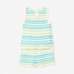 Ensemble 2 pièces débardeur + short en maille tricotée fantaisie pour bébé fille