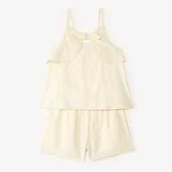 Ensemble 2 pièces en toile tunique + short à rayures pour fille