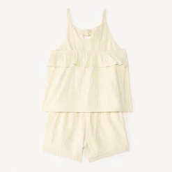 Ensemble 2 pièces en toile tunique + short à rayures pour fille