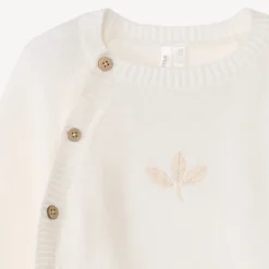 Ensemble 2 pièces en tricot point mousse uni pour bébé